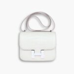 Hermès Mini Constance 19 Shiny Alligator White Palladium Hardware