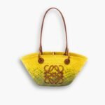 Loewe Anagram Basket Bag Khaki Green And Yellow 27cm A223P65X04