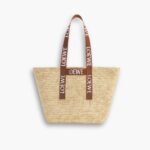 Loewe Fold Shopper In Raffia Natural And Tan 35cm B507X23X04 2435