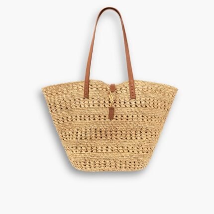 Saint Laurent Panier Raffia Natural Brown 39cm 688221 GAAAC 2080