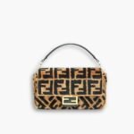 Fendi Baguette Fur Bag Brown 26cm