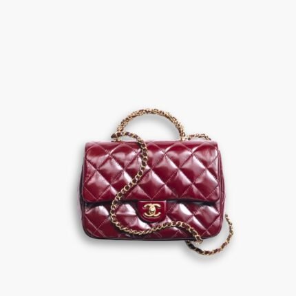 Chanel Flap Bag With Handle Burgundy 24cm AS5043 B17665 NZG79
