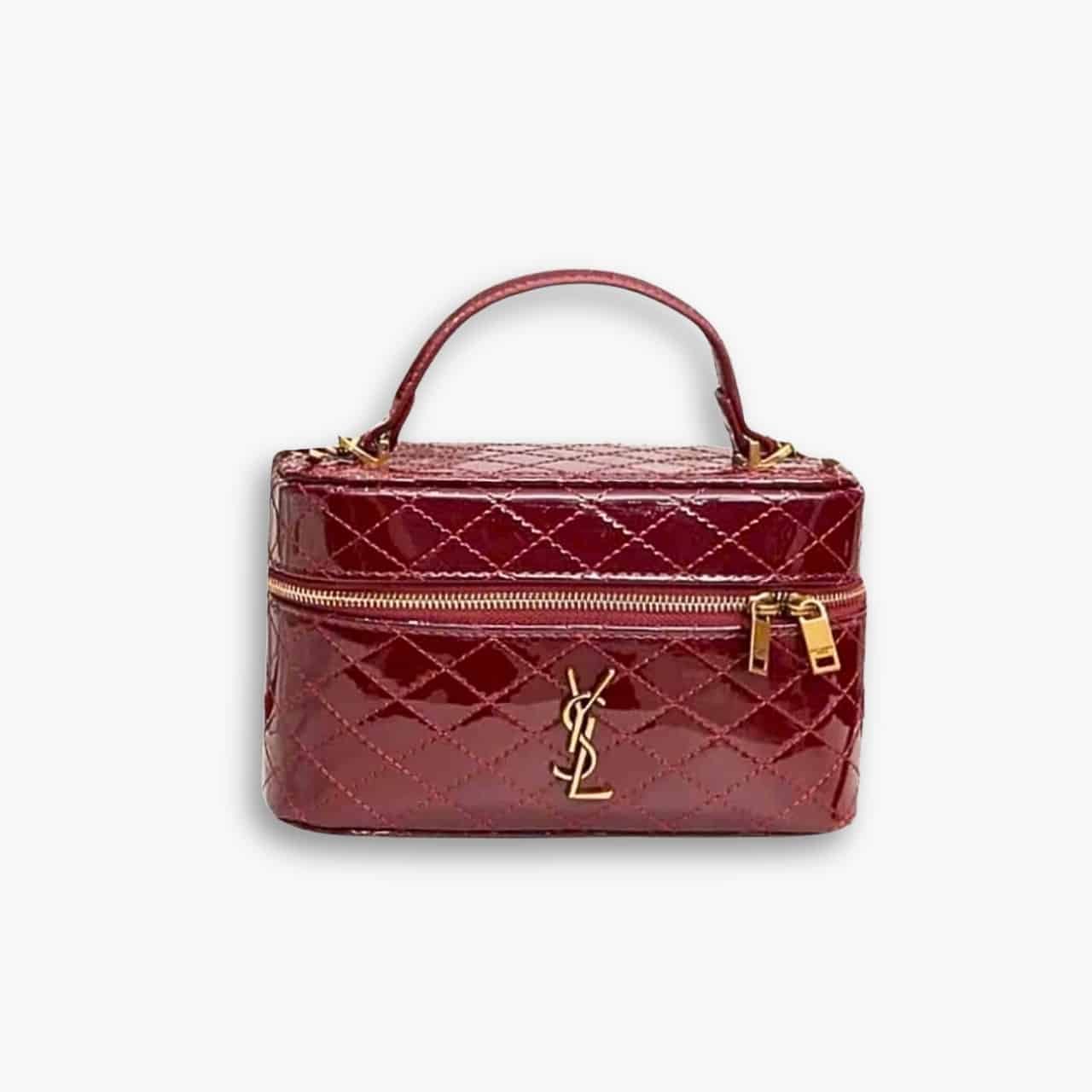 ELG_LVB1150-1-5.jpg Saint Laurent Gany Vanity Bag In Patent Leather Wine Red 19cm - Image 1