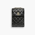 Chanel Trendy CC Phone Holder Lambskin Quilted Crossbody Bags Black 17 cm