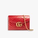 Gucci GG Marmont Chain Wallet Clutch Bag Red 19cm