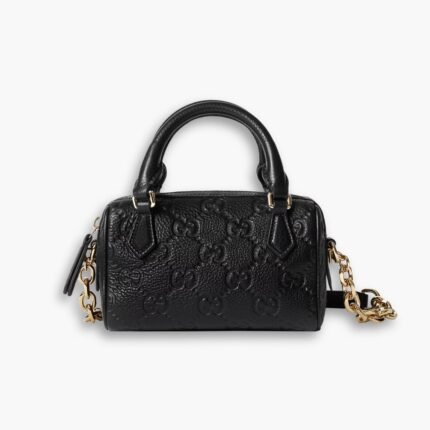 Gucci GG Emblem Super Mini Top Handle Bag Black 16cm 815255 AAEEM 1000