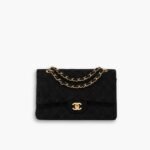 Chanel Medium Classic Double Flap Bag Suede Black 24cm