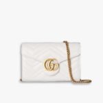 Gucci GG Marmont Chain Wallet Clutch Bag White 19cm