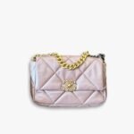 Chanel 19 Flap Bag Metallic Silver Light Pink 26cm