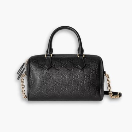 Gucci GG Emblem Small Top Handle Bag Black 22cm 815255 AAEEM 1000