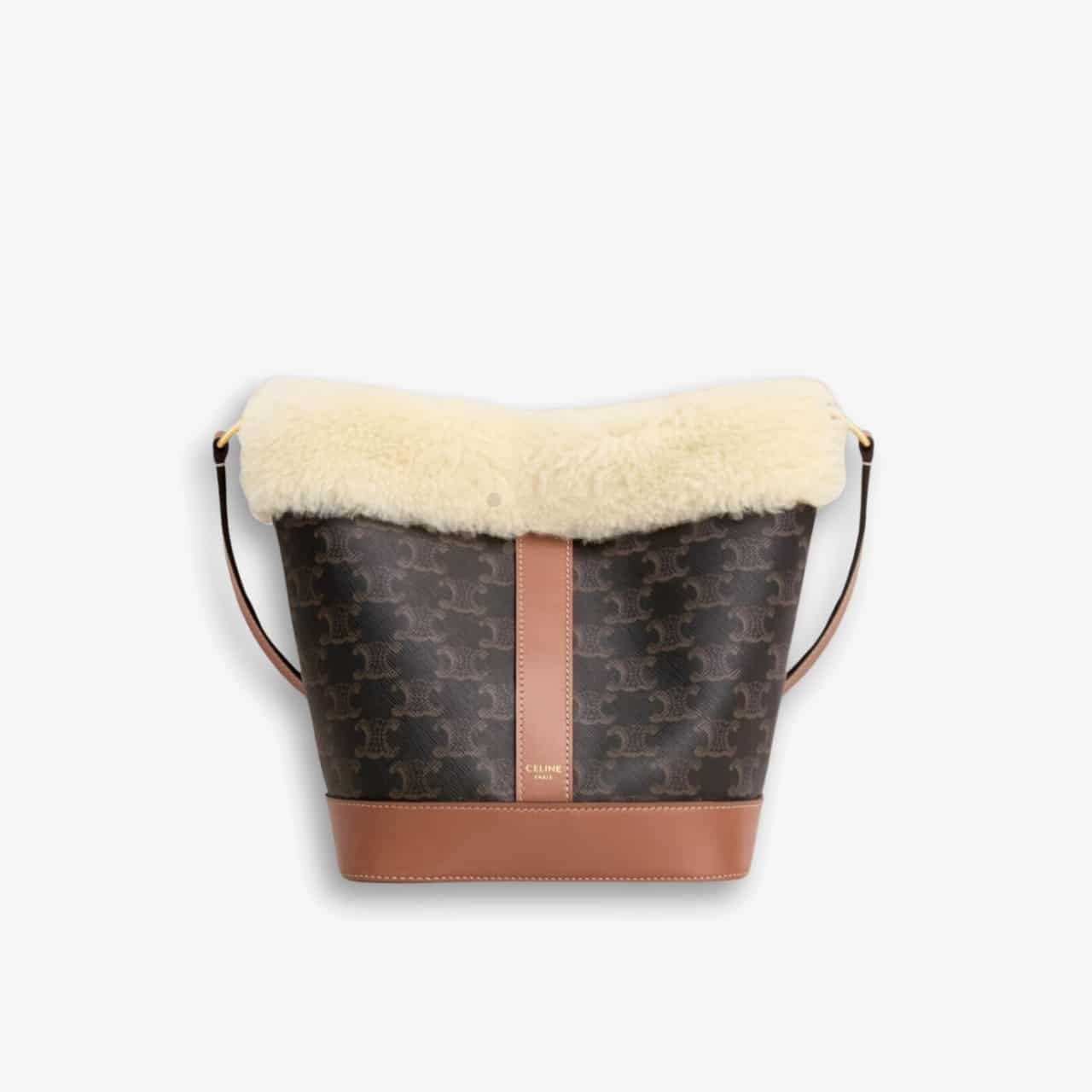 ELG_LVB1150-36-1.jpg Celine Small Bucket Bag In Triomphe Tan 20cm 191442GH2 03TV - Image 1