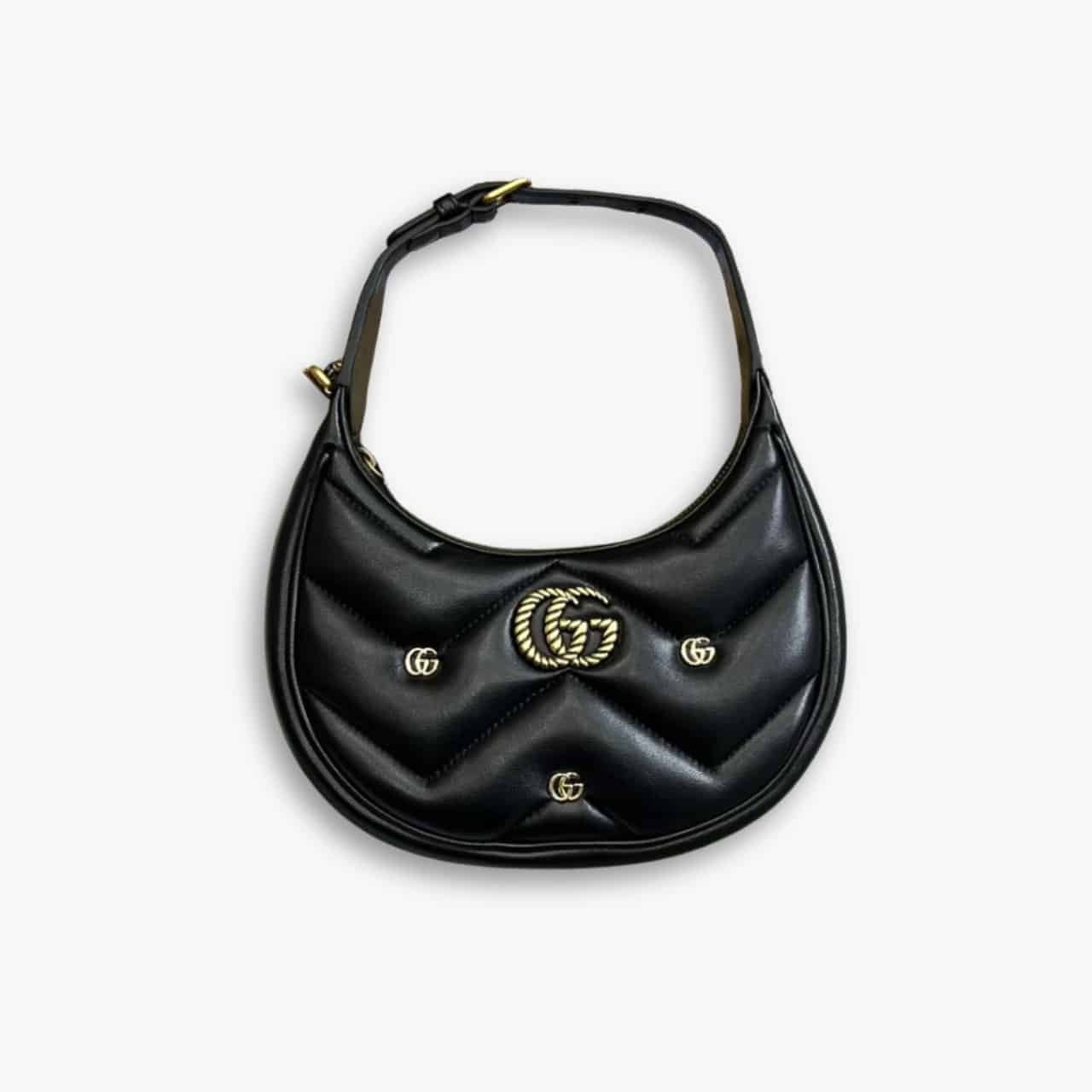 ELG_LVB1150-39-1.jpg Gucci GG Marmont Half Moon Mini Bag Black 23cm - Image 1