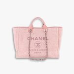 Chanel Deauville Shopping Tote Bag Tweed Pink 37cm