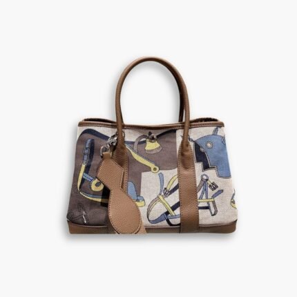 Hermes Garden Party Leather Handbag Brown 30cm