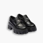 Prada Monolith Brushed Leather Loafers In Black 2DE129B4LF0002