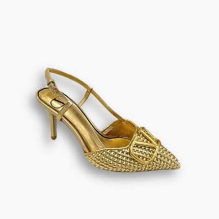 Valentino Garavani Vlogo Slingback Pumps In Gold