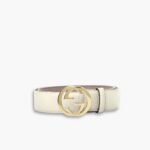 Gucci Guccissima Interlocking G Belt White