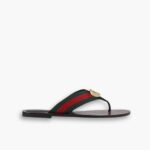 Gucci GG Thong Web Sandal Black And Red 612138 H9020 8476