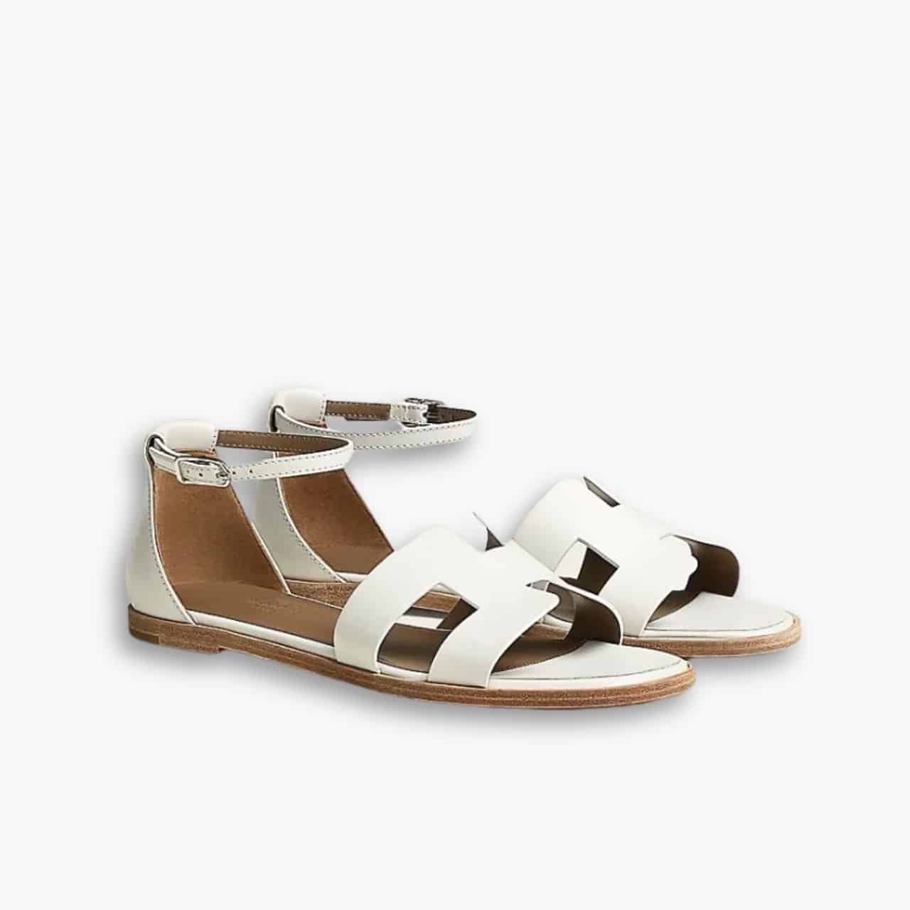 ELG_LVS1007-5-2.jpg Hermes Santorini Sandal White H182139Z90350 - Image 1