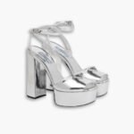 Prada Metallic Leather Platform Sandals In Silver 1XP48B 3AU1 F0118 F 135