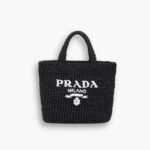 Prada Small Crochet Tote Bag Black 24cm