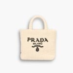 Prada Small Crochet Tote Bag Cream 24cm