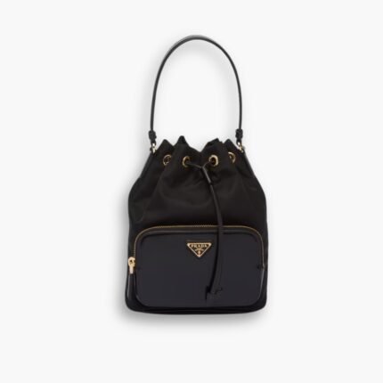 Prada Duet Re Nylon Bucket Bag Black 18Cm
