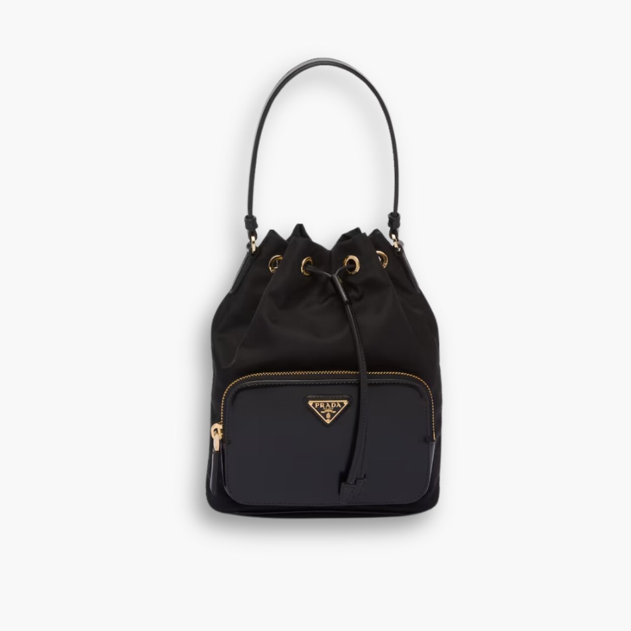 ELG_PRB1028.jpg Prada Duet Re Nylon Bucket Bag Black 18Cm - Image 1