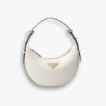 Prada Arqué Leather Shoulder Bag White 23cm 1BC194 ASK F0PG7 V OOO