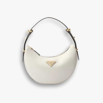 Prada Arqué Leather Shoulder Bag White 23cm 1BC194 ASK F0PG7 V OOO