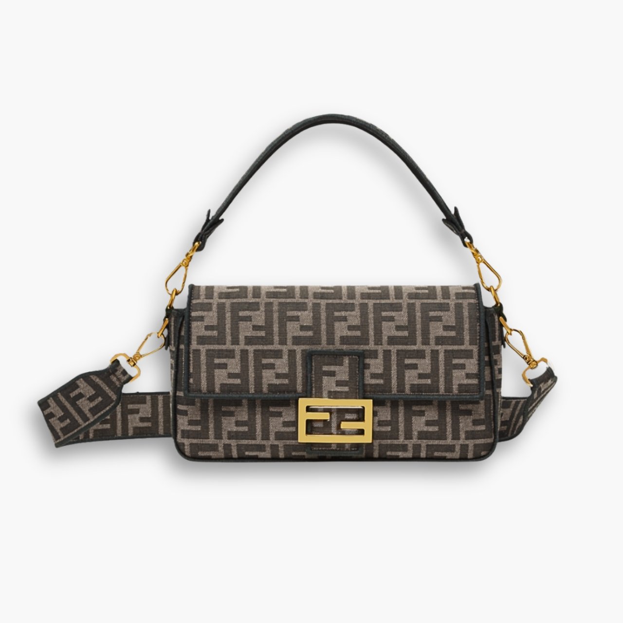 ELG_RW1001-4.jpg Fendi Baguette FF Jacquard Fabric Bag Brown 27cm 8BR600A6V5F17U4 - Image 1