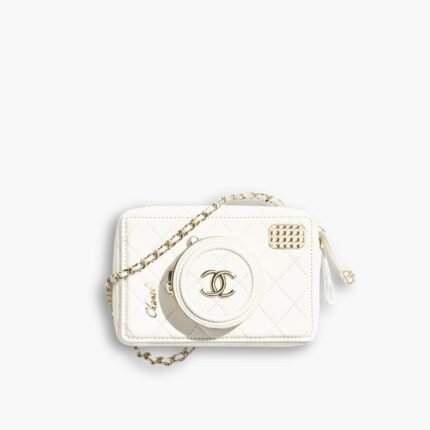 Chanel Camera Bag Leather White 18cm AS4817 B16255 10601