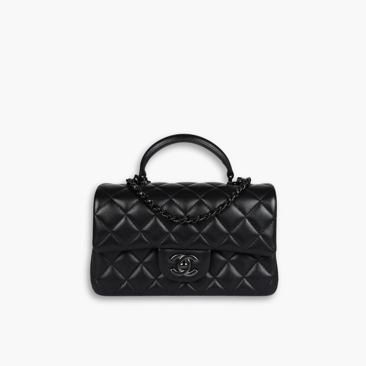 ELG_TNB1150-15.jpg Chanel Mini Top Handle Flap Bag So Black 20cm - Image 1