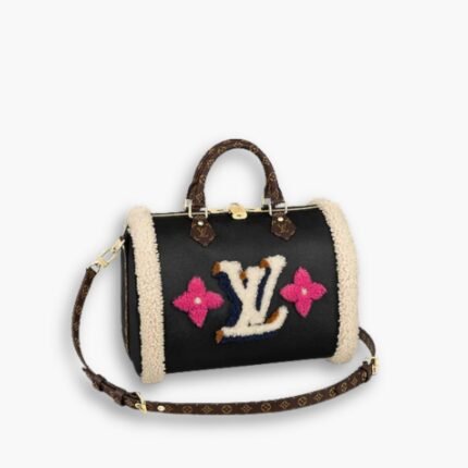 Louis Vuitton Monogram Teddy Speedy Bandouliere Black 30cm
