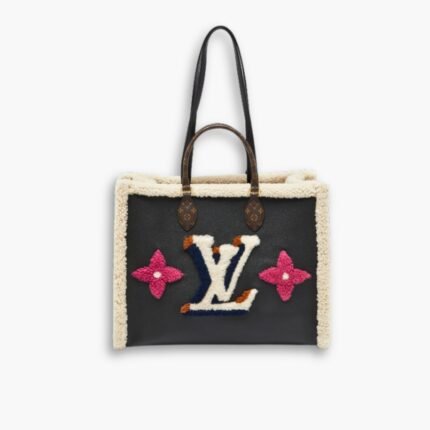 Louis Vuitton Black Shearling Monogram Onthego Gm Bag Black 35cm