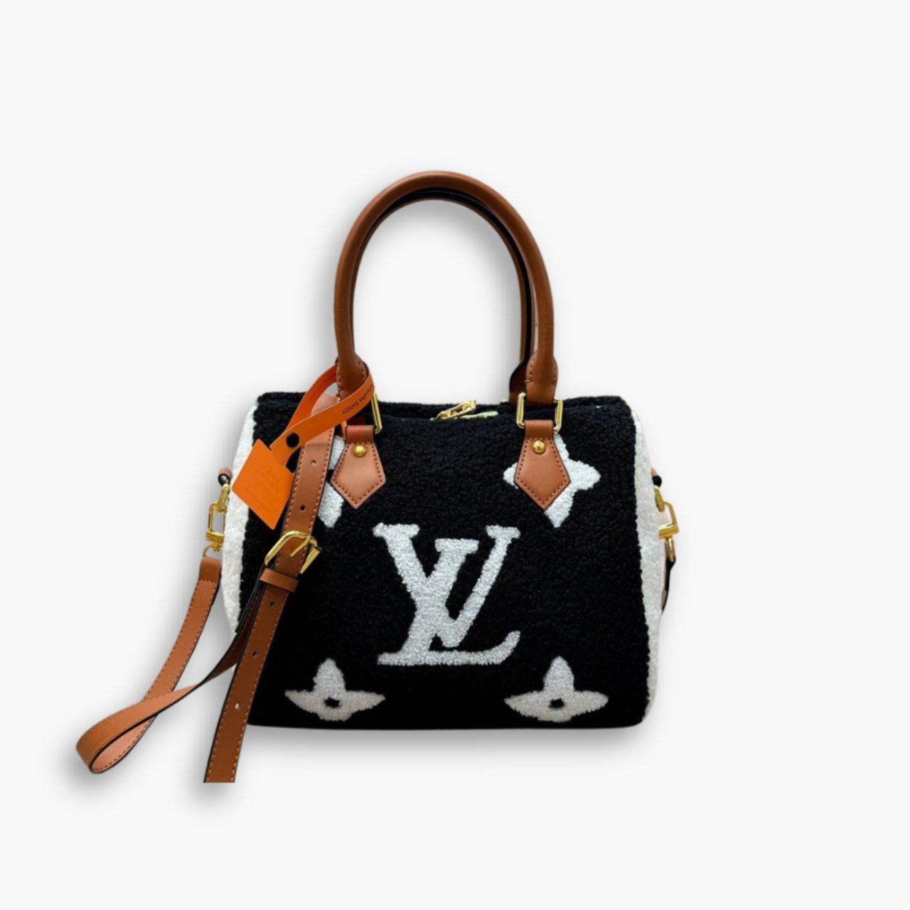 ELG_VLB1178.jpg Louis Vuitton Monogram Teddy Speedy Bandouliere Black White 25cm - Image 1