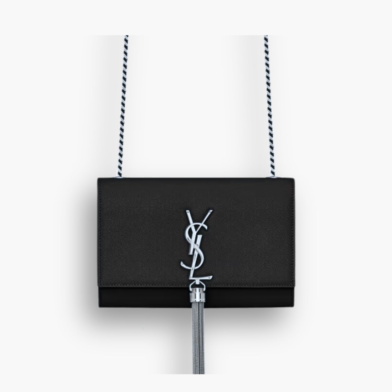 ELG_YSLB1068-2.jpg Saint Laurent Kate Small In Grain De Poudre Mirror Effect Black 20Cm - Image 1