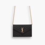 Saint Laurent Cassandre Envelope Chain Wallet Black 20cm