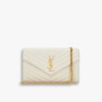 Saint Laurent Cassandre Envelope Chain Wallet White 24cm 377828BOW019207