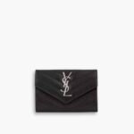 Saint Laurent Wallet In Grain De Poudre Embossed Black 12.5 cm