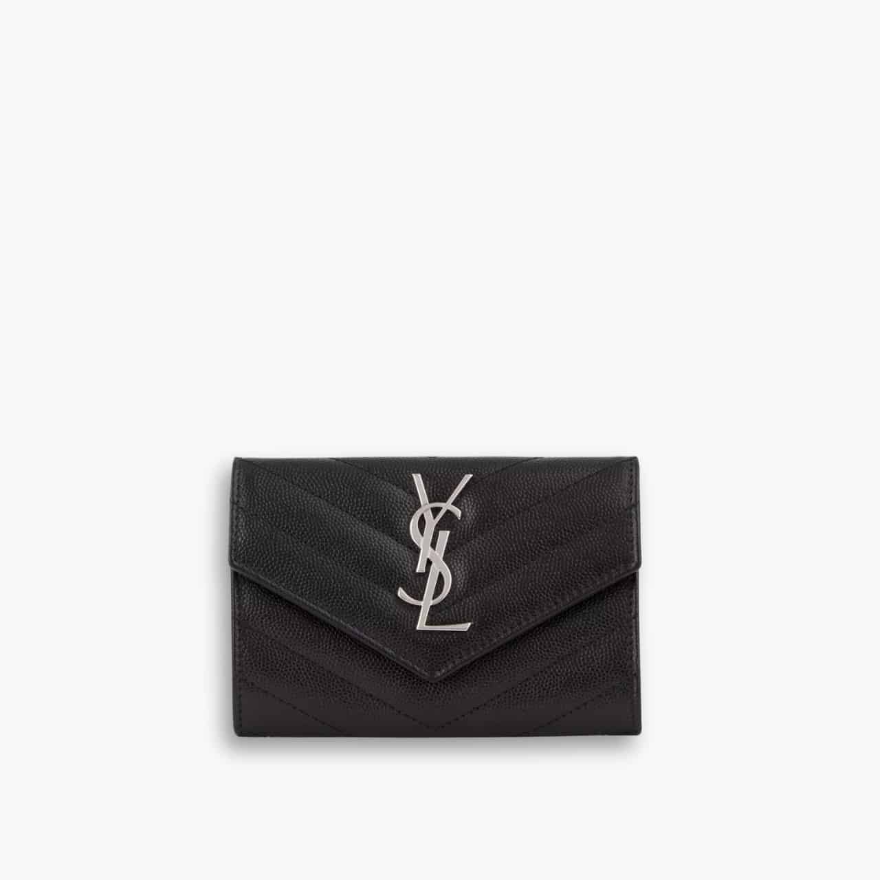 ELG_YSLB1128.jpg Saint Laurent Wallet In Grain De Poudre Embossed Black 12.5 cm - Image 1