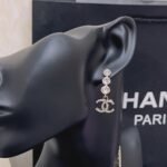 Chanel Crystal Cc Drop Earrings Gold - Image 6