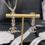 Chanel Crystal Cc Drop Earrings Gold - Image 4