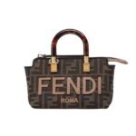 Fendi By The Way Small Ff Fabric Boston Bag Brown 17Cm 8Bs067Anx0F1Lmn