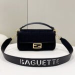 Fendi Baguette Canvas Bag Black 28cm 8BR600AMCDF1CFJ - Image 2
