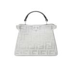 Fendi Peekaboo Iseeu Petite Silver Leather Bag With Crystal Ff Motif 21Cm 8Bn335Apkff1Jsu
