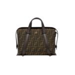 Fendi Boston 365 Brown Ff Jacquard Fabric Bag 27Cm 8Bl152Alp3F1N1S