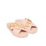 Fendi Fendigraphy Leather Slides Light Pink