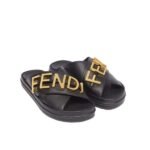 Fendi Fendigraphy Leather Slides Black 8X8289Ai1Rf1H1K