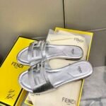 Fendi Baguette Silver Nappa Leather Slides 8R8136Ai16F0Ge7 - Image 9